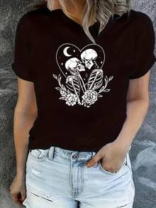 Playera de Mujer con Frase Graciosa "Back & Body Hurts" Manga Corta Cuello Redondo Casual Estilo Humor Sarcástico Suave - Negro - Ver 1