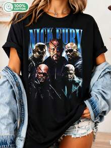 Limited Edition Vintage Nick Fury T-Shirt, Avengers Gift For Women And Men, Retro Unisex Tee For Superhero Fans. - Black - View 6
