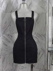 Vestido Corto Recto Cierre metalico tirantes - Negro - Ver 2