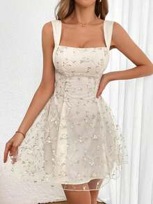 Privé Vestido De Verano Casual Con Bordado En Línea A - Beis - Ver 6