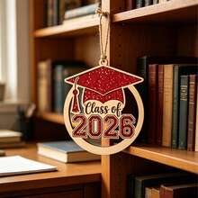 1 pieza/Colgante decorativo de madera para la temporada de graduación, diseño creativo de sombrero de doctor hueco, adorno colgante de madera para la ceremonia de graduación - Multicolor - Ver 5