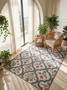 1pc Rug, Carpet, Area Rug, Door Mat, Runner, French Romantic Floral Striped Bohemian Style Area Rug - Large Size Carpet For Bathroom, Kitchen, Entryway, Hallway, Bedside, Living Room, Bedroom, Washable And Suitable For All Seasons, Home Decor - Multicolor - View 1