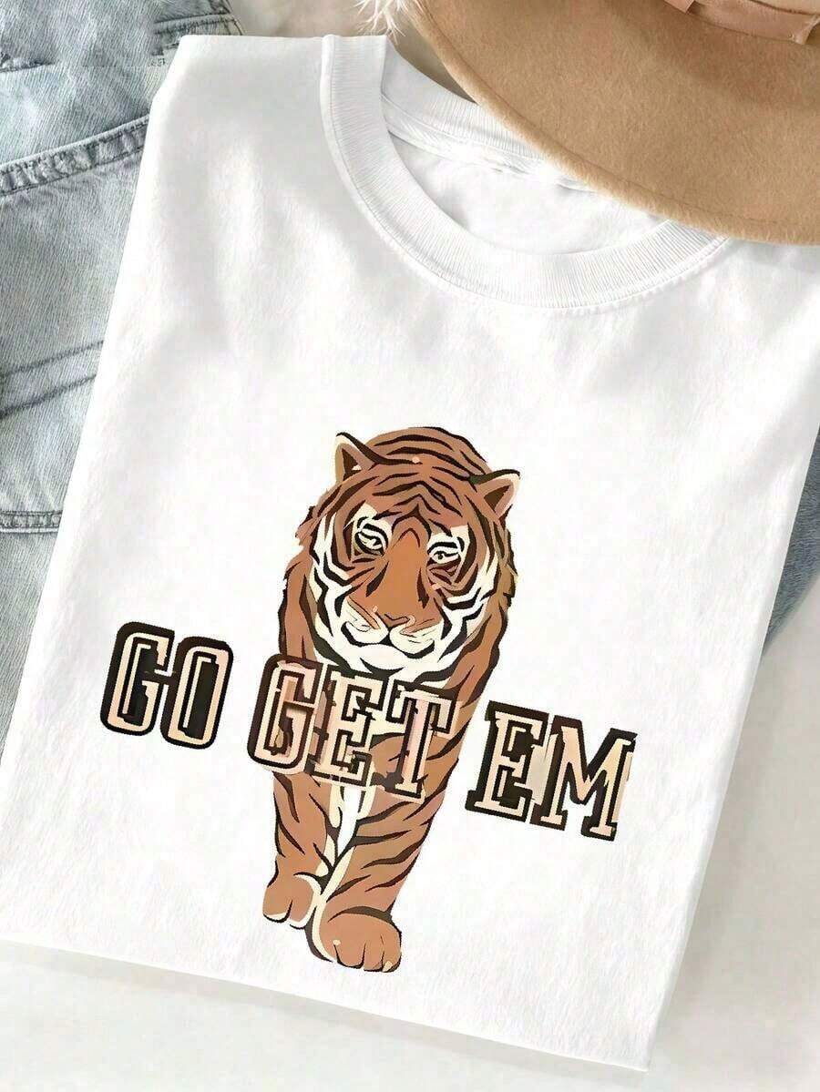 Elegant And Artistic Designs On Women's T-Shirts, Made From A Soft And Comfortable 100% Pure Fabric With Short Sleeves. These Garments Are Simple Yet Modern, Perfect For Casual And Elegant Looks, Attractive To All Women, And Available At A Discount. - 白色的 - 查看 1