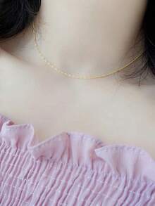 Nooxian Minimalist Chain Necklace - Yellow Gold 8 - View 3