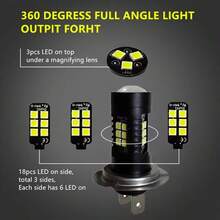 2 bóng đèn LED H7 cho ô tô, 21 chip SMD 3030, ánh sáng trắng siêu sáng 6000K, đèn sương mù và đèn chạy ban ngày, 12V 24V - 21SMD - Xem 6