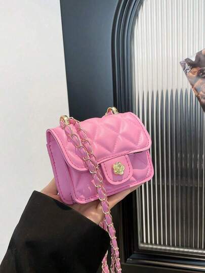 1pc Multifunctional Retro Square Crossbody Bag, Fashion Chain Shoulder Bag, New Style, High-Quality Texture, Chain, Lipstick Shoulder Messenger Bag, Dopamine Style, Solid Color Handbag & Shoulder Bag CQK1