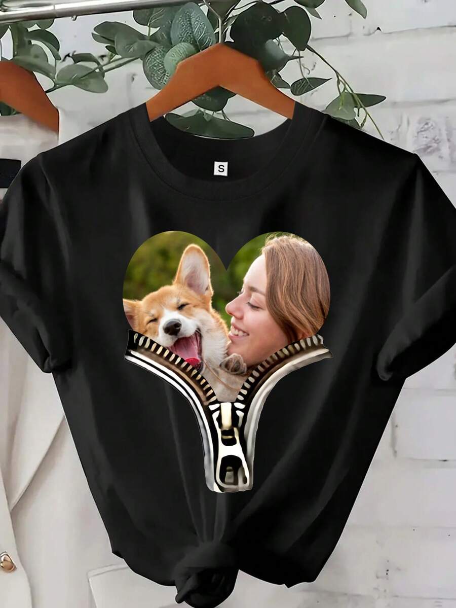 Camiseta personalizada con foto y texto, camiseta personalizada con foto de un amigo, camiseta con imagen personalizada, camiseta de cumpleaños con foto, regalo de vacaciones, camiseta con foto familiar - Negro - Ver 1
