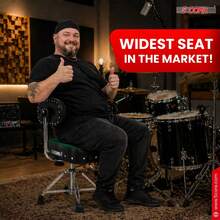 5 Core Drum Throne W Backrest 4" Padded Seat Airlift Height Adjustment 31.5" Drum Stool Velvet Seat - Green - View 6
