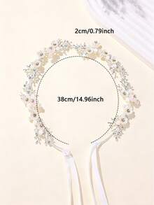 1pc Fairy Forest Resin Flower & Rhinestone Hairband, Elegant Bridal Headpiece For Outdoor Wedding, Dating, Vacation Photography, Prom Party Headband - Multicolor - View 8