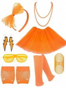 Bộ trang phục dự tiệc disco thập niên 80 neon, gồm váy tutu, băng đô, kính thời trang và tất giữ ấm chân, hoàn hảo cho các đêm nhạc retro, các buổi tiệc rave và các sự kiện cosplay. - nhiều màu - Xem 2