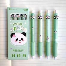 4支/盒 可爱卡通熊猫图案可擦圆珠笔，蓝色按动式圆珠笔，带海绵笔握，可擦墨水 - A - 查看 6