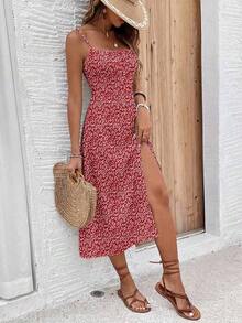 Vestido de tirantes con abertura y nudo de mujer, versátil y con textura de moda - Multicolor 3 - Ver 6