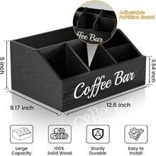 咖啡吧檯置物架,5格木製檯面收納架,可用於杯子、杯蓋、咖啡膠囊、糖漿,咖啡站配件茶飲收納籃調味料收納架,適用廚房、辦公室、酒吧茶飲區裝飾 - 彩色 - 查看 3