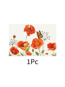 1 pieza Mantel individual de lino con estampado floral, tapete para desayuno, posavasos de café, base para tazón, accesorio de cocina, fácil de limpiar, apto para el hogar, restaurante, decoración del comedor, regalo festivo, regalo para amigos, set multipieza - Multicolor - Ver 21