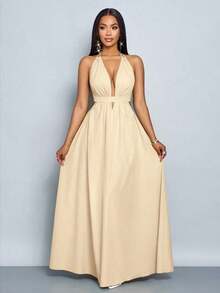 Women Midi Dresses - 杏 - 查看 7