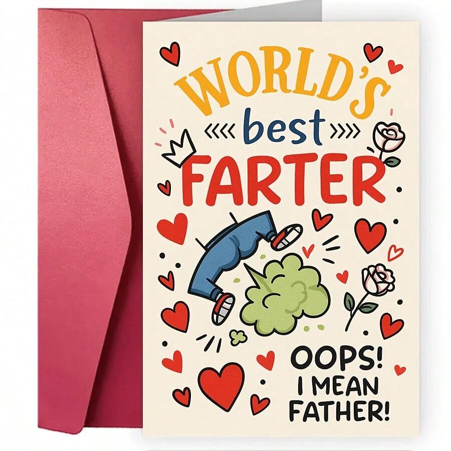 1pc Dad Joke Double Meaning Card, Suitable For Father'S Day Or Birthday - Funny Age Joke For Dad, Humorous Greeting Card From Wife Or Husband - Đỏ - Xem 1