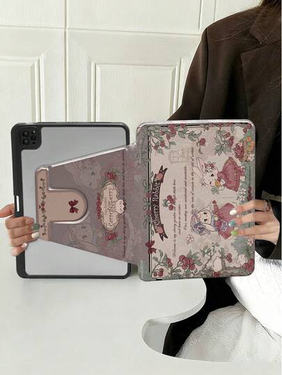 Ốp lưng acrylic trong suốt xoay 360 độ hình thỏ Bunnies được thiết kế đẹp mắt dành cho iPad 10.9/ Air 4/ 5/ 6/ 10.2/ 10th/ Pro 11 2024/ 9.7/ 10.5, một chiếc ốp máy tính bảng nguyên khối phù hợp với S7/S8/S9/S6/S7+/S8+/S7FE/A11+/A8/A9, X8A, X9, Air 13 (M3 2025), Air 11 (M3 2025)/ Air 11 (M3 2025)/ 11 (A16 2025). Tương thích với tất cả các thiết bị này.