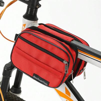 1pc Bicycle Zipper Tool Bag, Mountain Bike Top Tube Bag, Phone Pouch, Cycling Accessories, Saddle Bag, Water Bottle Holder