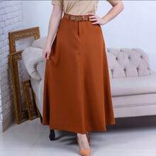 Women's Long Tailored Skirt, Evangelical Fashion, High Waist - Terracota - 查看 2