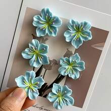 6/10/15 Stück blaue niedliche Blumen-Dekorations-Magnetaufkleber 3D Heim-Messageboard-Magnete Pfirsichblüten-Kühlschrankmagnete, geeignet für Heimdekoration, Raumdekoration, Schreibtischzubehör, Urlaubsgeschenke für Freunde, Party-Mitbringsel - Blau - Übersicht 6
