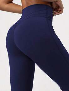 2026 Sodalemon Women's Black Slim Fit Flared Yoga Sweatpants For Spring - 海軍藍 - 查看 7