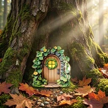 1/5pcs Dreamy Garden Wooden Fairy Gate, Enchanted Forest Elf Cottage, Suitable For Outdoor Patios, Tree Trunks And Fence Decorations, Garden Accessories. - Multicolor - View 12