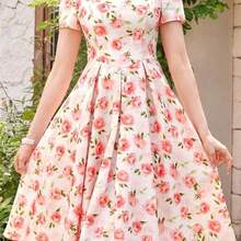 Vintage Elegant Women's Dress Jacquard Sweetheart Neck Casual Holiday Party Dress Summer Dresses For Women Summer Outfits Festival Outfits For Women Festival Dresses Mothers Day Outfit Elegant Dresses For Women Elegant Dresses For Party Elegant Party Dresses For Women Wedding Guest Dress For Women Graduation Dress Women Prom Dress Vacation Outfits Women Holiday Dresses Country Concert Outfit Country Dress For Women Blue Dress Retro Dress Vintage Dress Tea Party Dress For Elegant Women - Albaricoque - Ver 4