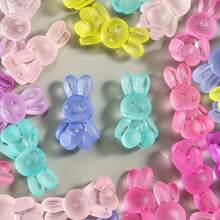 20pcs 20mm Transparent Matte Rabbit Shaped Beads, Suitable For Handicrafts - Colorful Acrylic Spacer Beads With Horizontal Holes, Rabbit Shaped DIY Materials, Can Be Used To Make Bracelets, Necklaces, Keychains (Compatible) - Multicolor - View 10