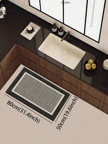1pc Diatomaceous Earth Kitchen Mat, Dark Gray With Beige Thin Frame And Black Gray Outer Edge, Absorbent Non-Slip Stain-Resistant, Decorative Foot Mat For Kitchen, Bathroom, Entryway, Living Room, Hallway, Anti-Slip Door Mat - Multicolor - View 14