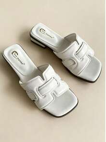 Nouvelles sandales ajourées, sandales à bride et talon bas pour femmes, chaussures de plage polyvalentes et décontractées pour l'été - Beige - Voir 5