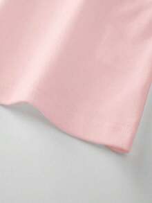 Playera cuello redondo manga corta para mujer, modelo nuevo de verano con estampado de letras, corte ajustado ombliguero muy versátil, estilo casual juvenil ideal para uso diario, salidas y combinar con cualquier ropa THSW - Rosa - Ver 5