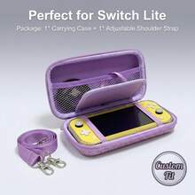 Sparkly Purple Protective Case For Switch Lite Series, Hard EVA Travel Bag With Detachable Crossbody Strap, Anti-Scratch Organizer For Console & Accessories,Shockproof Portable Travel Storage Bag With Crossbody Strap & Game Card Slots - View 2