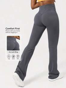 2026 Sodalemon Women's Black Slim Fit Flared Yoga Sweatpants For Spring - 灰色的 - 查看 12