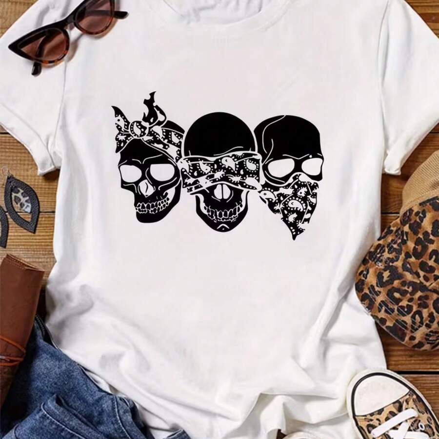 Printed T-Shirt For Men And Women - White - View 1