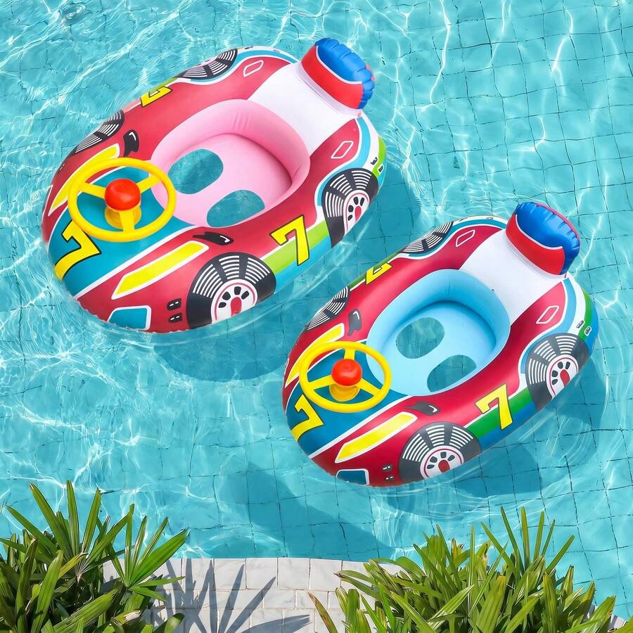 1PC Creative Car Boat Swimming Ring Children's Steering Wheel Summer Outdoor Water Play Ring Popular For Photos, Outdoor Photography Equipment - Multicolor - View 1