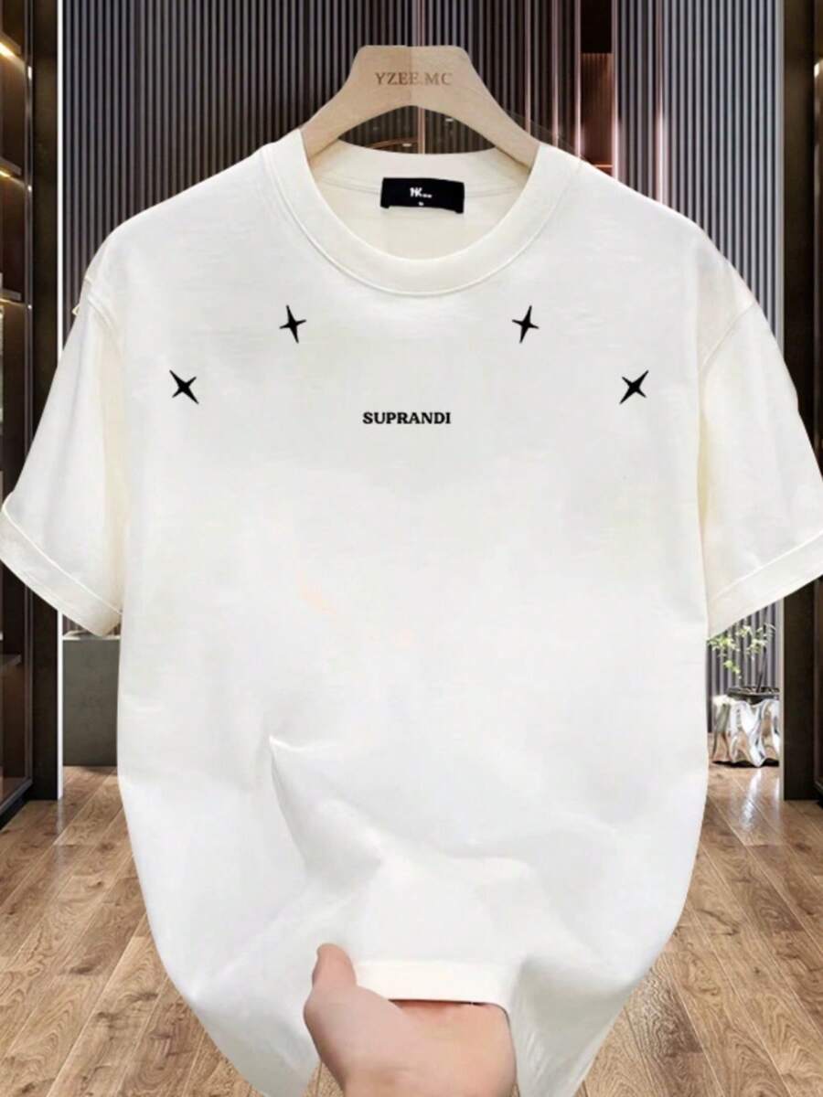 [10% Discount] Outlet Store: American Style Short Sleeve T-Shirt, Loose Fit, Round Neck - White - View 1