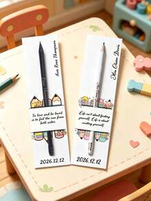 Personalized Cardboard Pencil Set, Customized Pencil, Customized Cardboard, Customizable Name, Text, Time And Other Information, Back To School Customized Pencil, Back To School Gift - Multicolor - View 2