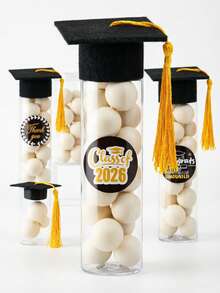 Graduation Gift For Her/Him 3 Sets Graduation Candy Jar Party Set, Includes 3 Mini Graduation Caps And 3 Candy Containers, Suitable For Graduation Party Guest Favors, 2026 Graduation Celebration, DIY Graduation Tabletop Party Gifts - Multicolor - View 2
