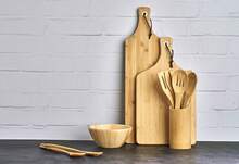 Soporte para utensilios de cocina, bambú, beige, 0,1 x 9 x 33 cm, 7 unidades - Ver 5