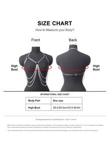 Silver Scale Armor Bra Top With Black Harness And Chain Detail For Cosplay And Festivals - 黑色 - 查看 4
