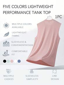 Men's Sleeveless Vest Sports Fitness Tank Top, Summer Solid Color Lightweight Loose Casual Training Shirt - Multicolor - View 2