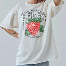 1 Piece Unisex Loose Fit Short Sleeve T-Shirt, 180g, Crew Neck, 100% Pure Cotton, Designed By Y2K Artists In The Bababask Style, Casual And Versatile, With Celebrity Print, Ideal For Urban Style, Daily Outings, Camping, Concerts And Hip-Hop, Rock And Rap Events, Perfect For Festivals, Autumn And Year-Round Wear, Special Offer On Plus Sizes For Women - 白色4 - 查看 6