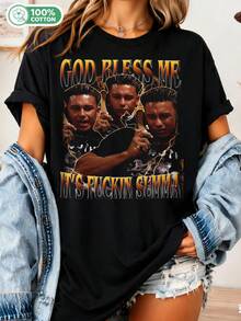 God Bless Me, It's A Summah T-Shirt, A Funny Summer T-Shirt For Party Lovers, A Humorous Graphic Beach Vibe T-Shirt, A Sarcastic Gift T-Shirt For The Holidays. - Black - View 1