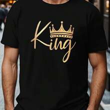 Camiseta estampada, tejida en algodón puro, con diseño de cuello redondo, estilo unisex, camisa creativa y moderna, ideal para primavera y otoño, holgada y cómoda para hombres y mujeres. - Negro - Ver 1