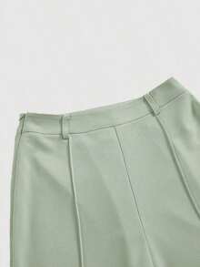 Juego De Dos Piezas Para Mujer Con Chaleco Y Pantalones De Color Sólido - Verde - Ver 4
