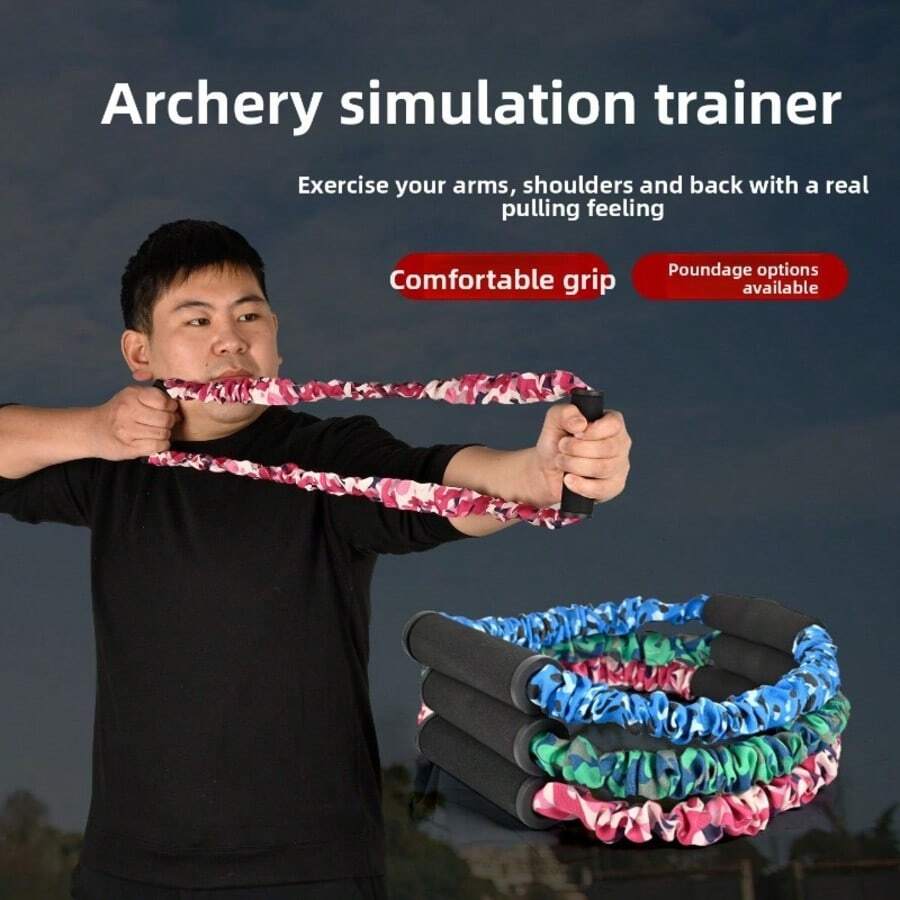 Archery Training Aid For Beginners, Draw Weight Simulation Trainer, Archery Practice Equipment - Blue Camouflage (40 Lbs) - View 1