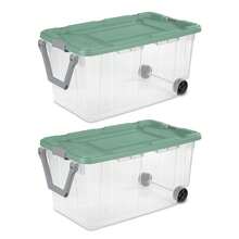 Sterilite Extra Large Storage Bin, 40 Gallon Wheeled Plastic Storage Container With Handle, Black, Pack Of 2, Industrial - Bộ 2 chiếc - Màu xám - Xem 5