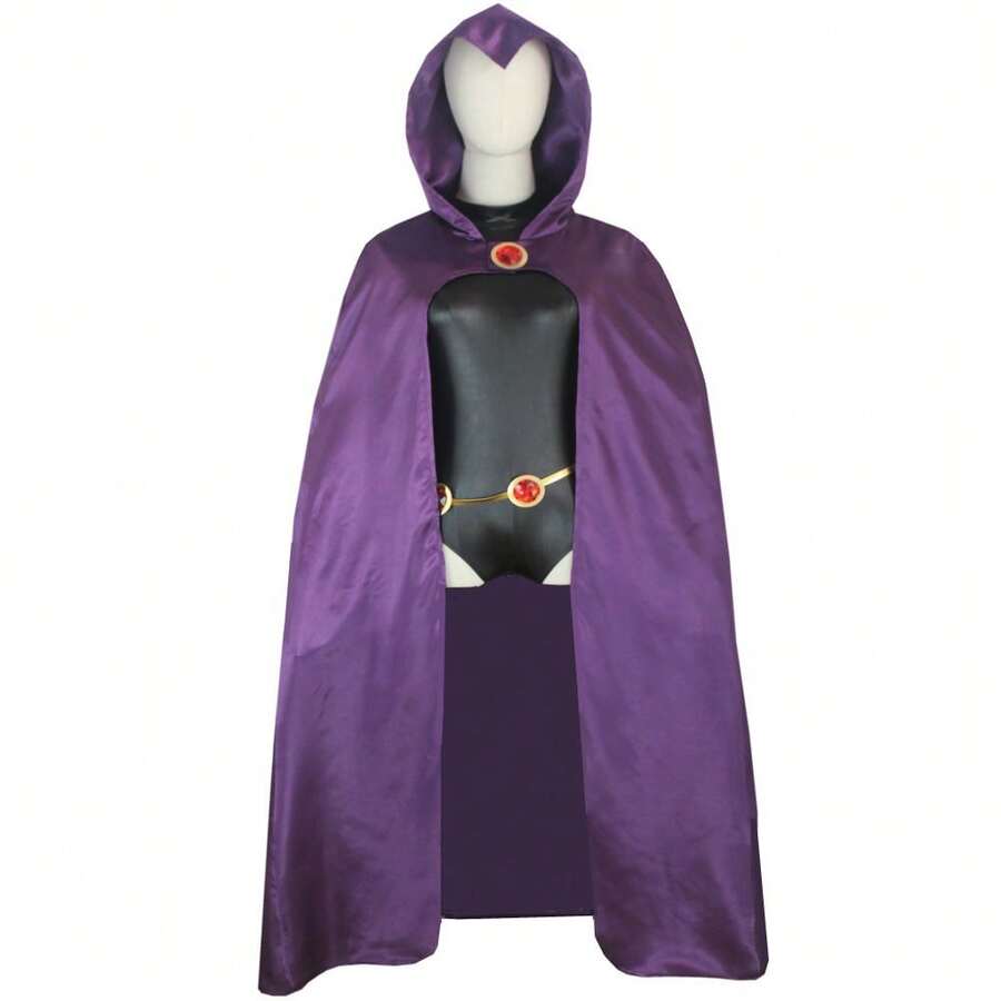 Disfraz de cosplay de superhéroe de en stock: Raven de Teen Titans. - mono + capa + adorno de cintura + 2 muñequeras - Ver 1