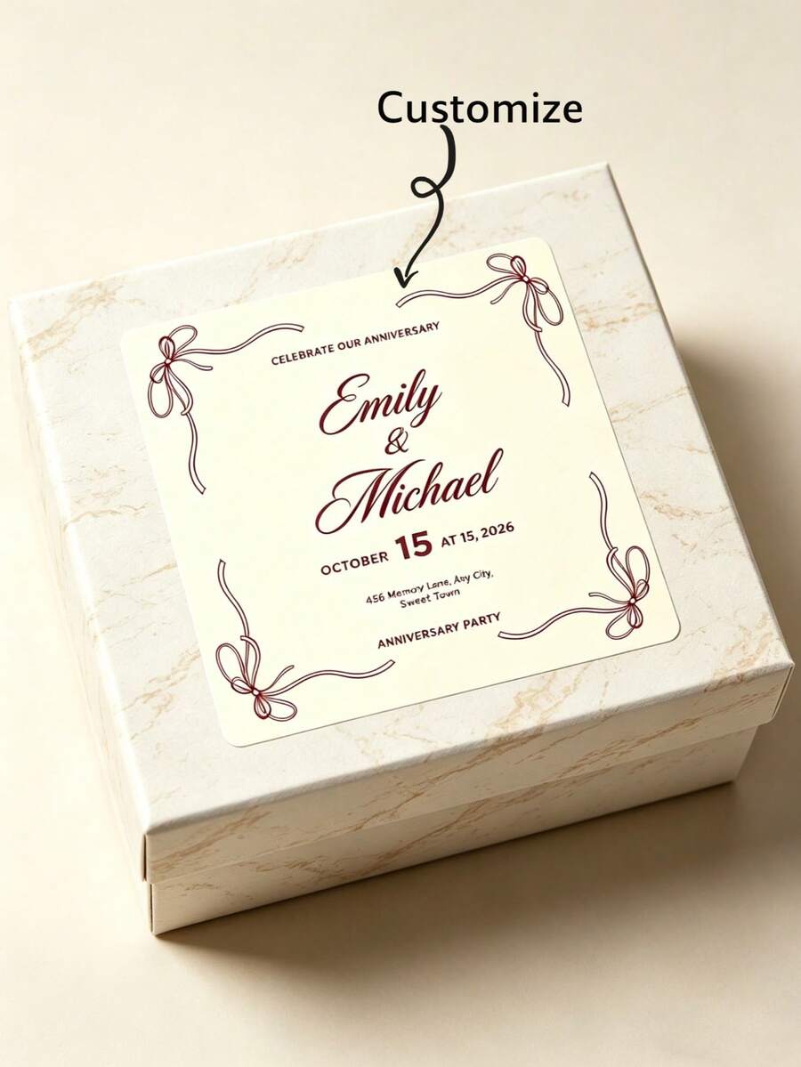Customized Modern Wedding Stickers, Customized Wedding Napkin Labels, Personalized Wedding Stationery, Wedding Napkin Stickers, Box Stickers, Packaging Stickers, Gift Stickers, Message Stickers - Square Stickers - View 1