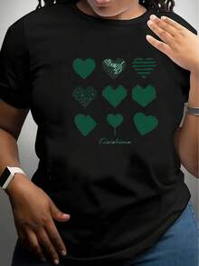 Camiseta de Verano Premium Estampada para Mujer, Camiseta Casual de Manga Corta, 1 Pieza, 100% Algodón Puro de Alto Gramaje - Cuello Redondo Cómodo, Top Suave y Bonito - Negro - Ver 2